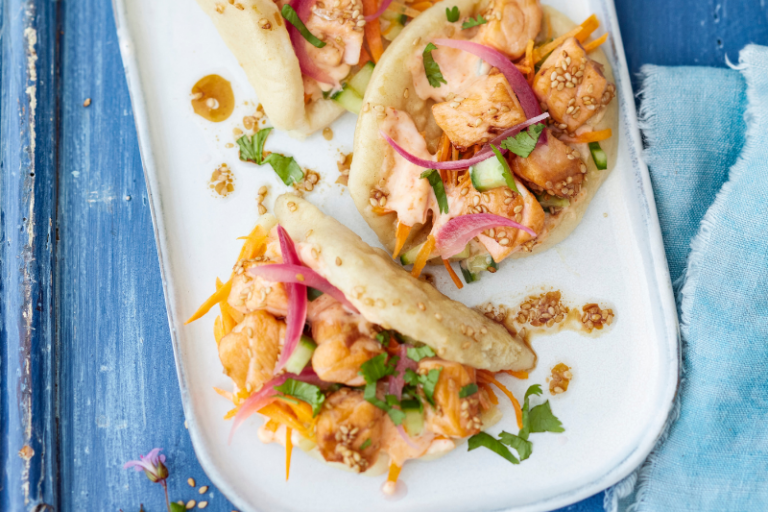 Gua bao au saumon écossais