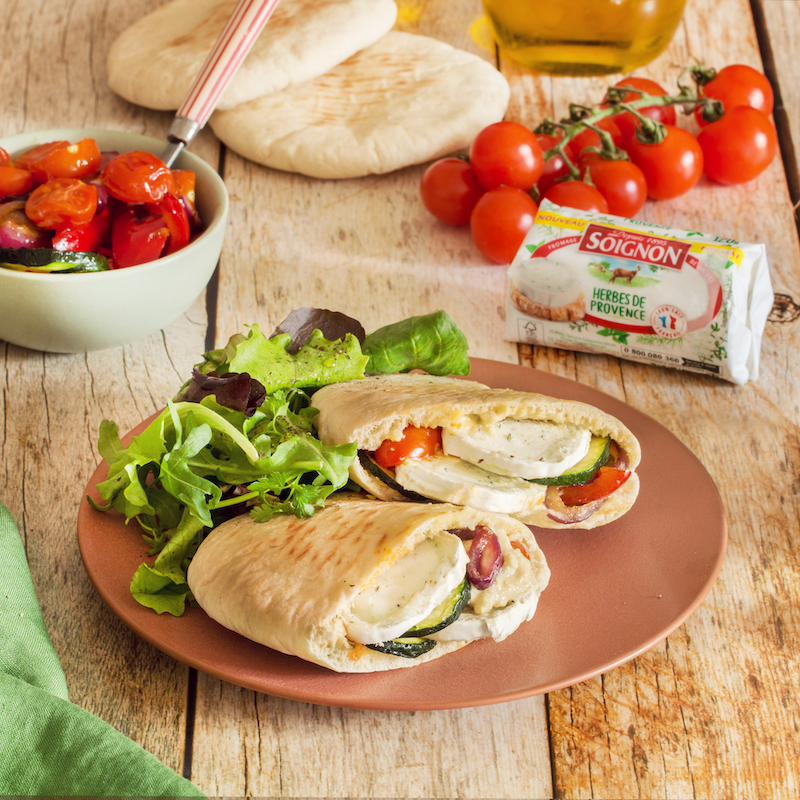 recette de Pitas aux légumes grillés et chèvre