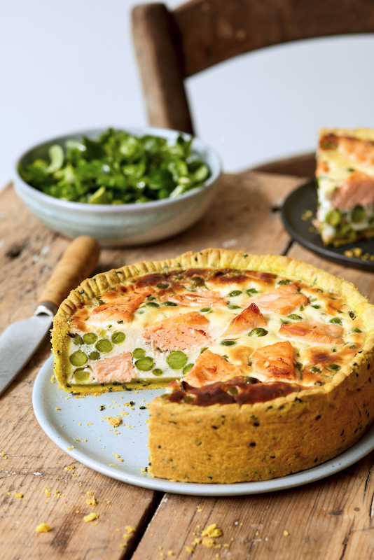 recette de Quiche au saumon petits pois