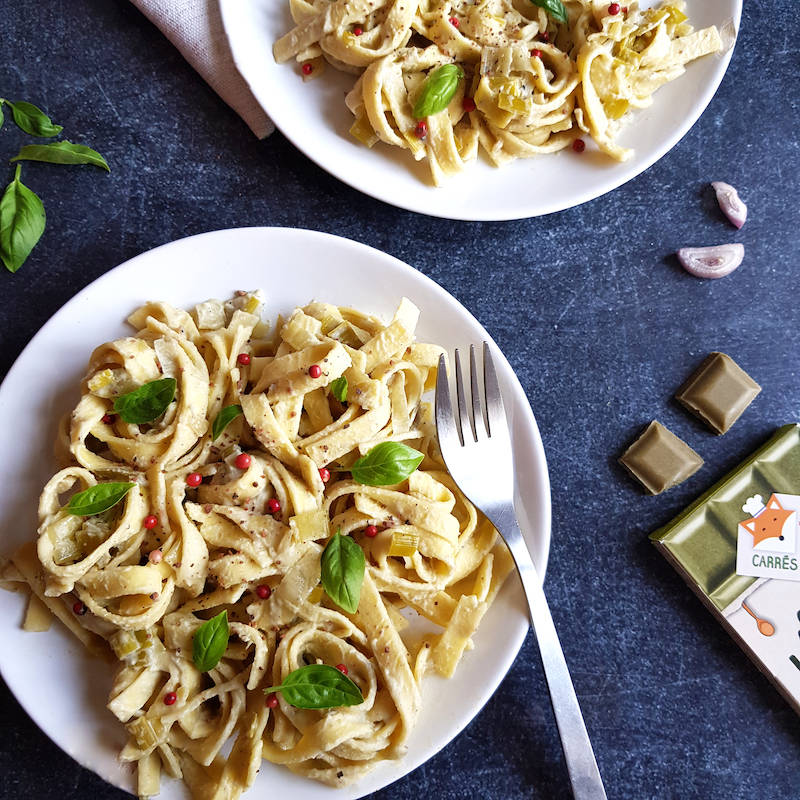 recette de Fettuccines à la crème de poireaux