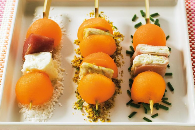 Mini brochettes de melon charentais