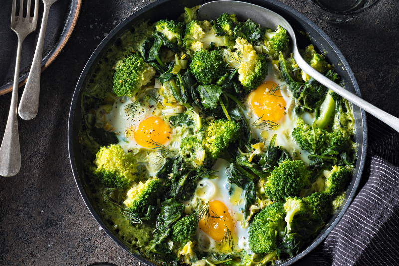 Shakshouka verte aux poireaux