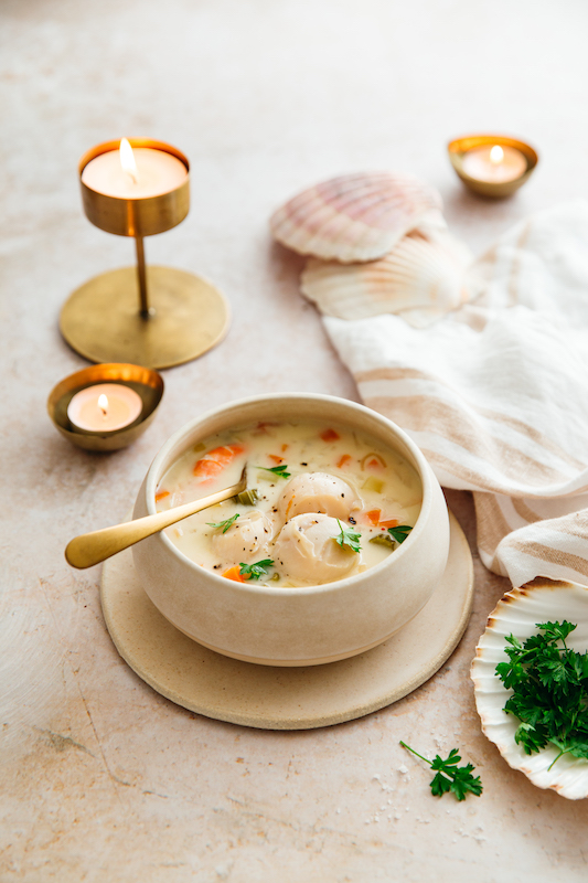 recette de Saint-Jacques façon chaudrée