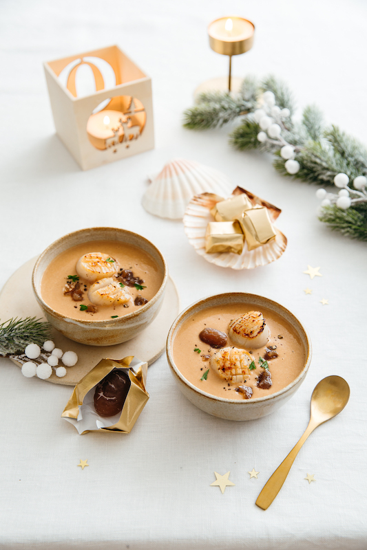 recette de Velouté de châtaignes aux marrons glacés