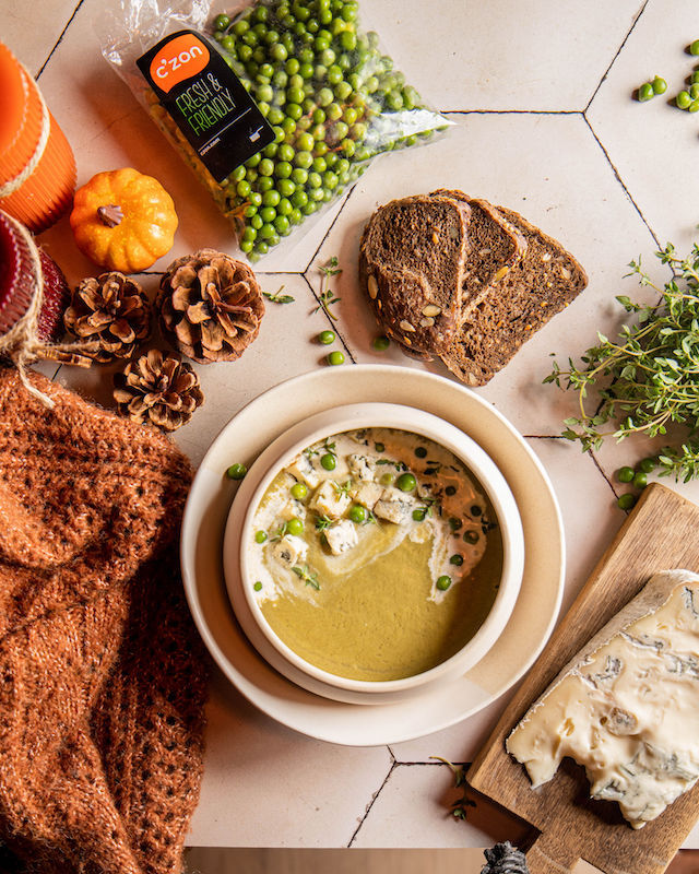 recette de Soupe aux petits pois et gorgonzola