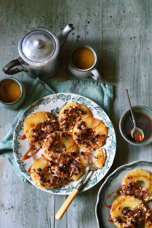 recette de Crumble d’ananas rôti au caramel