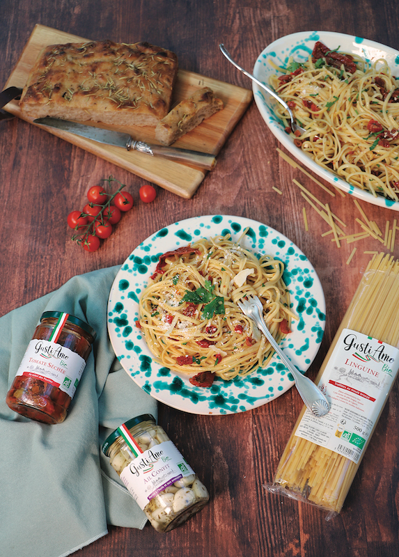 recette de Linguine aux tomates séchées marinées