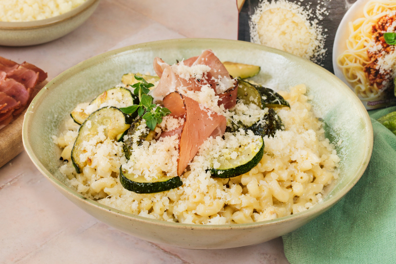 Coquillettes aux speck et courgettes