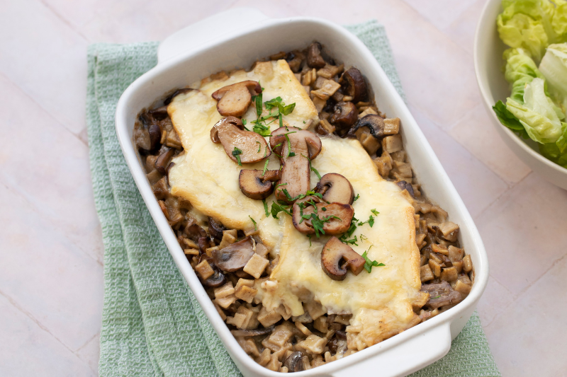 Gratin de crozets aux champignons et raclette