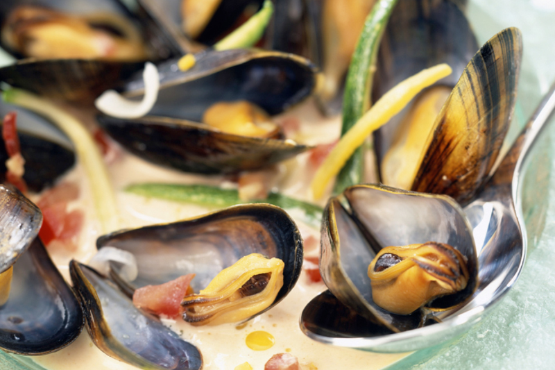 Moules de bouchot aux légumes et crème