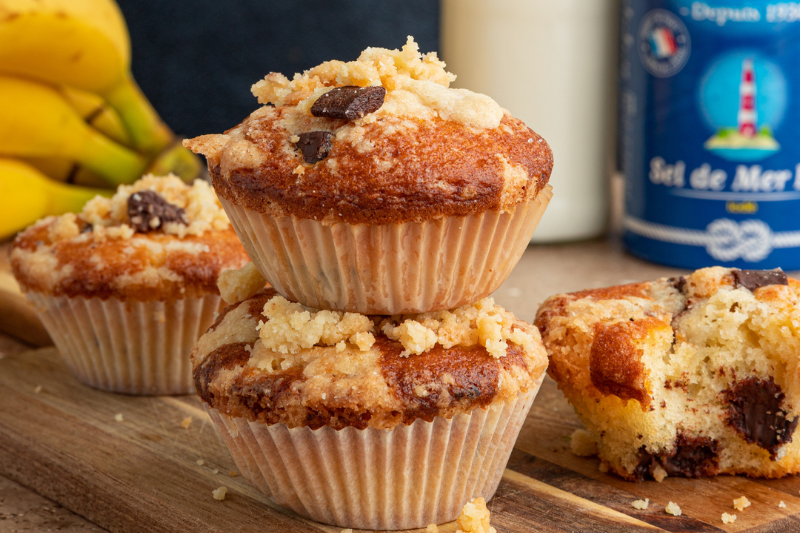 Muffins aux bananes et pépites de chocolat