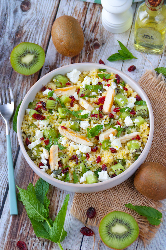 recette de Couscous perlé aux kiwis et poulet
