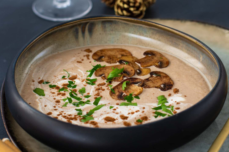 Velouté de châtaignes et champignons