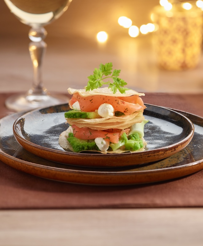 recette de Millefeuille de romanesco et de saumon