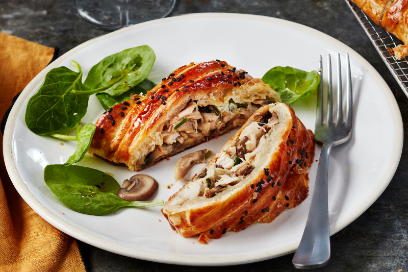 Feuilleté de lapin tressé au Roquefort