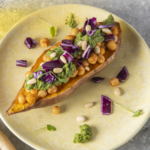 Patates douces au pesto de brocolis