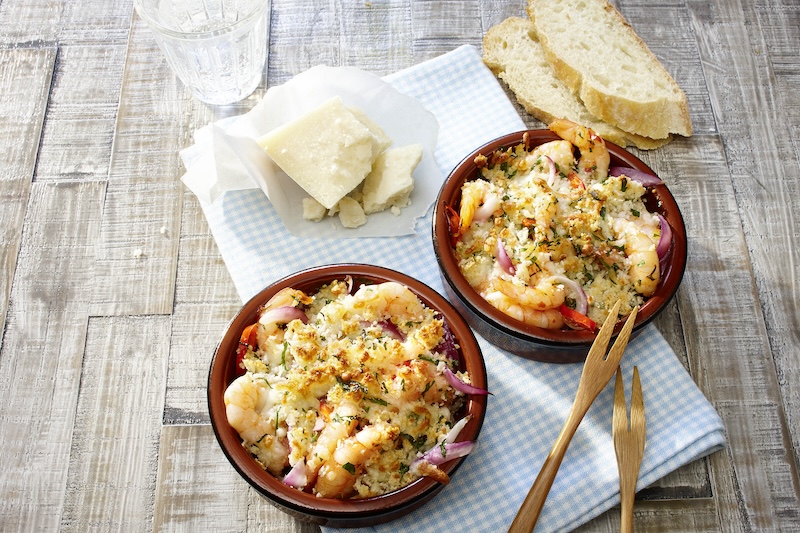 Crevettes gratinées au Parmesan