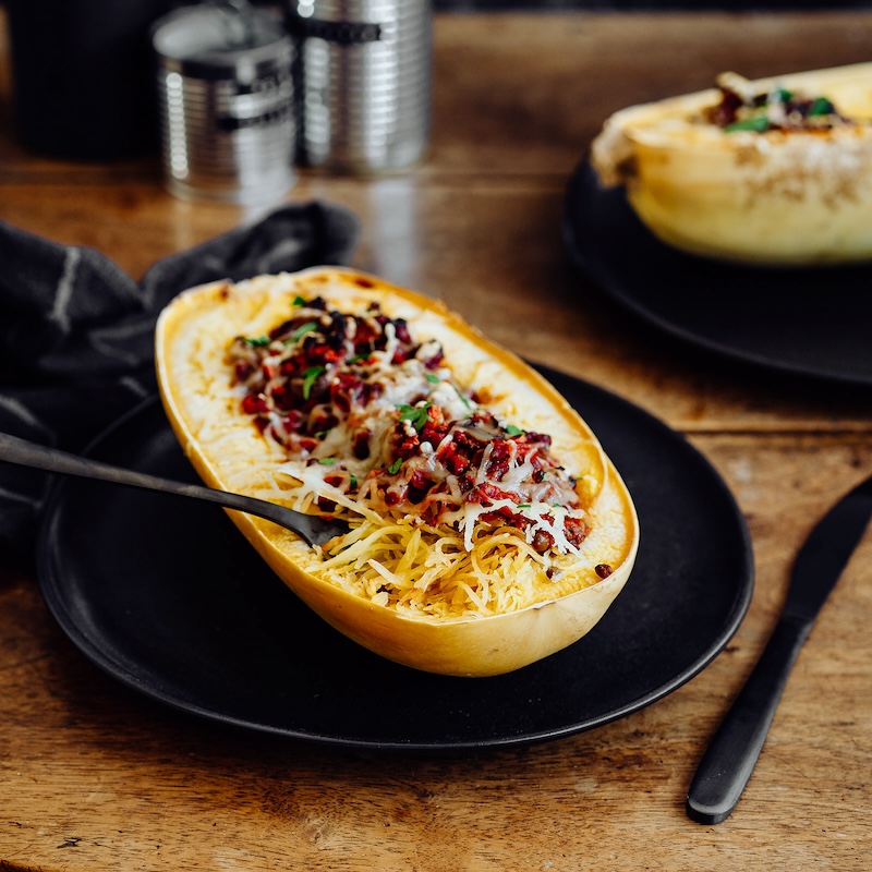 recette de Courge spaghetti à la bolo végé