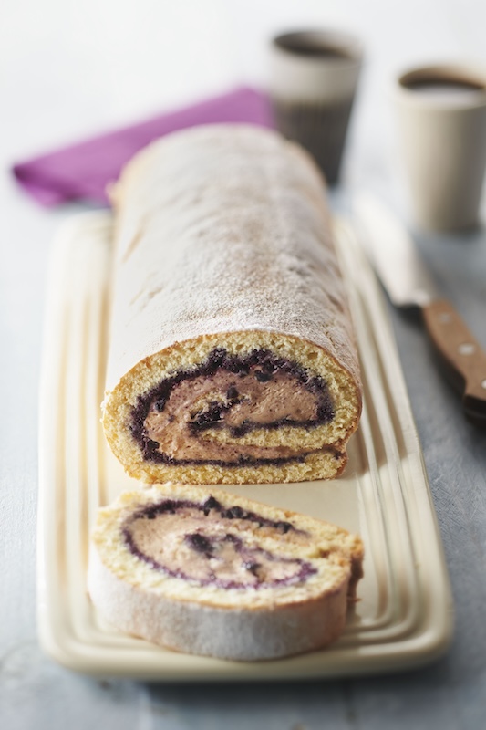 recette de Bûche roulée myrtille marron