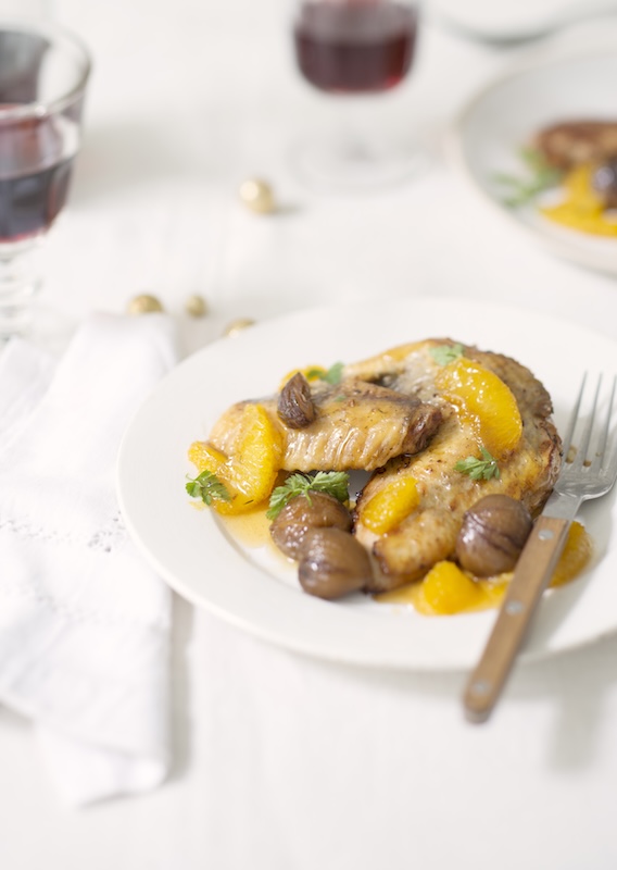 recette de Suprêmes de chapon à l’orange et aux marrons