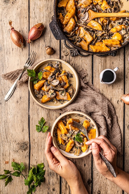 recette de Gnocchi de patate douce aux champignons