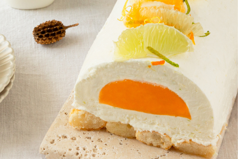 Bûche aux agrumes et au yaourt de brebis