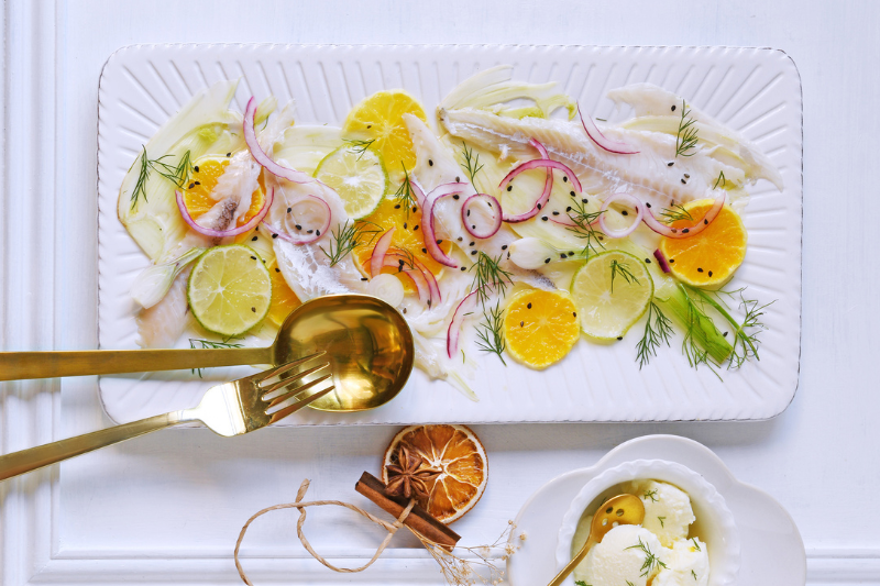 Ceviche de daurade au fenouil et à l’orange