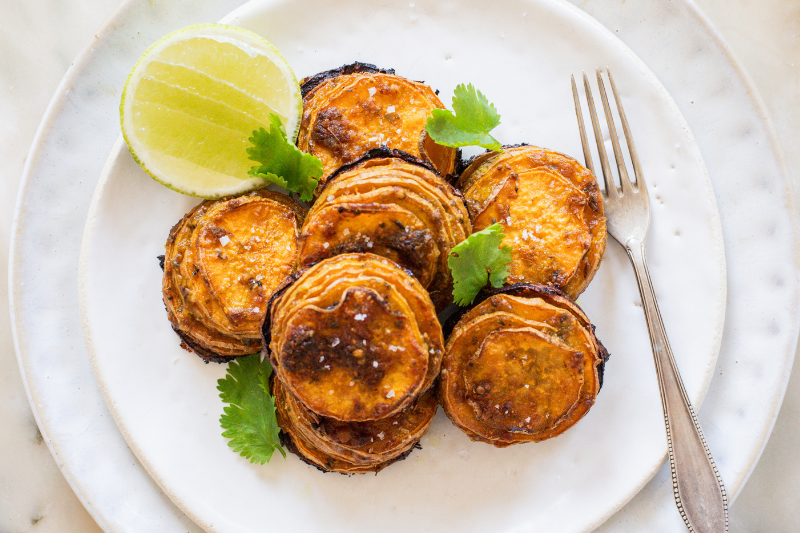 Millefeuilles de patate douce au curry