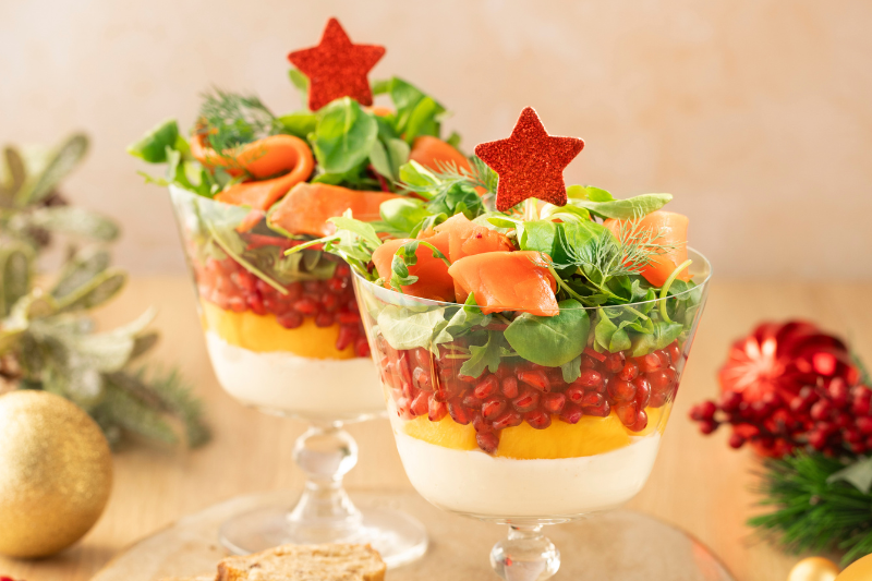 Salade de Noël au saumon fumé