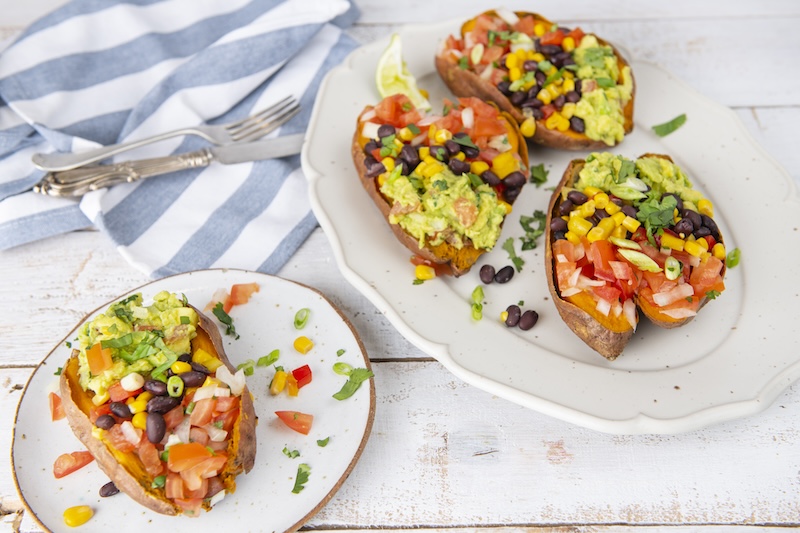 recette de Patates douces à la salsa et au guacamole