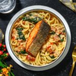 recette de Saumon gourmet à la toscane et linguine