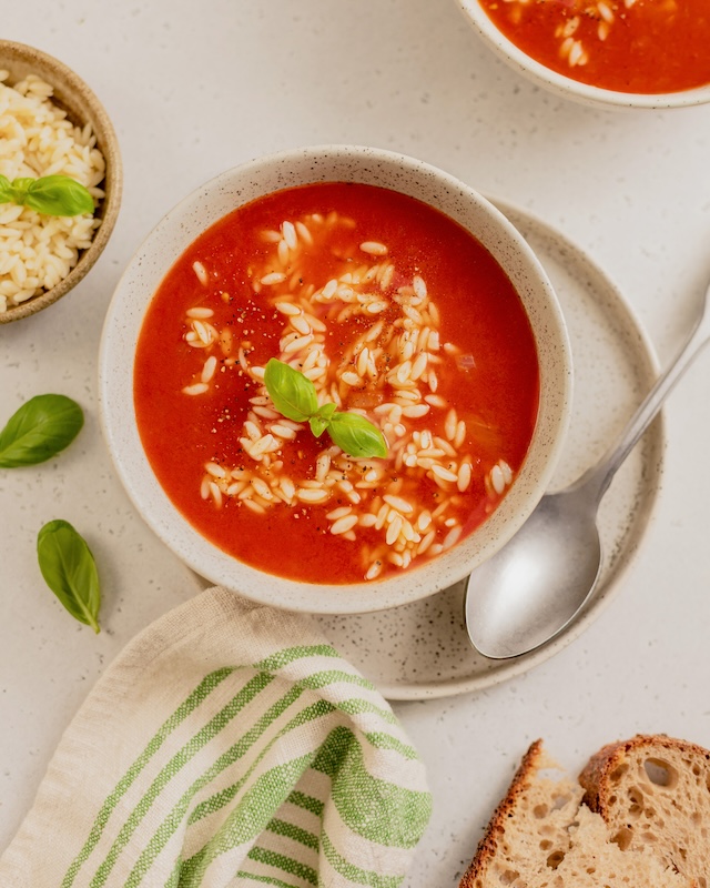 recette de Soupe de tomates à l’orzo