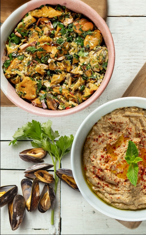 recette de Tapas de moules et houmous de lentilles