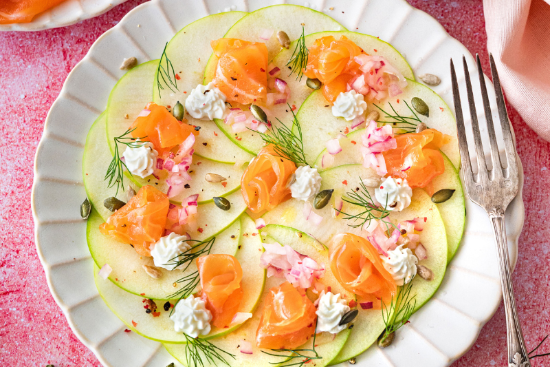 Carpaccio de pommes vertes et saumon