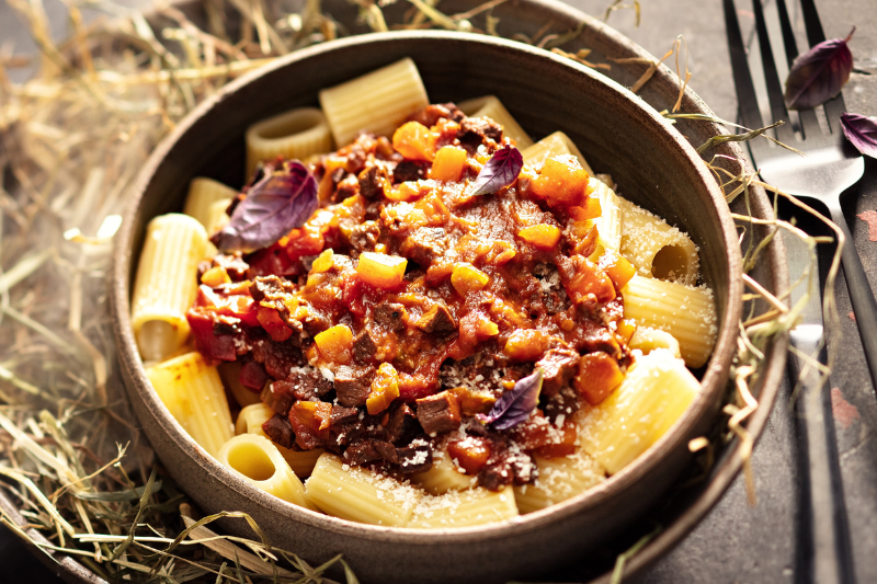 Rigatoni bolognaise au coeur de boeuf