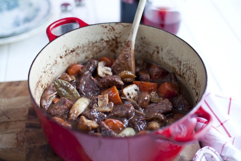 recette de Boeuf bourguignon à la pancetta et aux échalotes