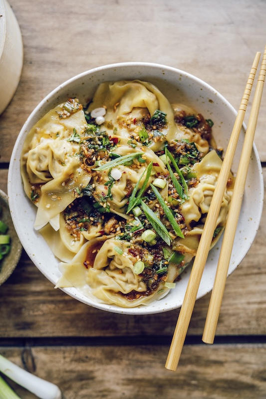 recette de Raviolis wontons au chou blanc