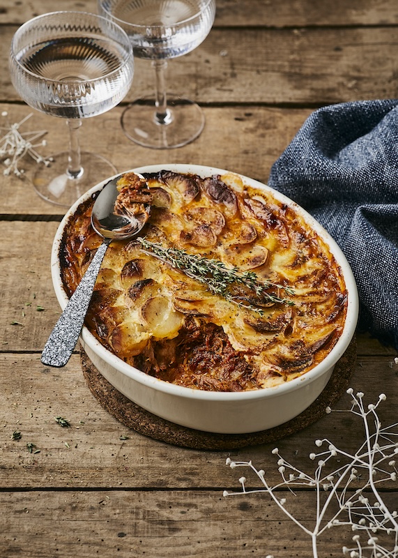 recette de Gratin d’effiloché d’agneau confit