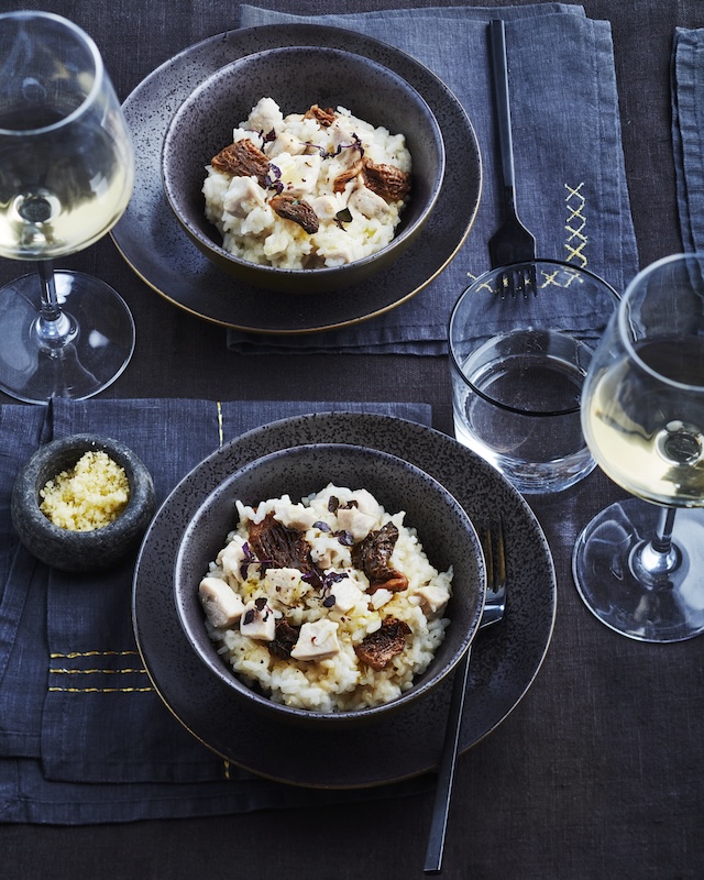 recette de Risotto de lapin aux morilles et Champagne