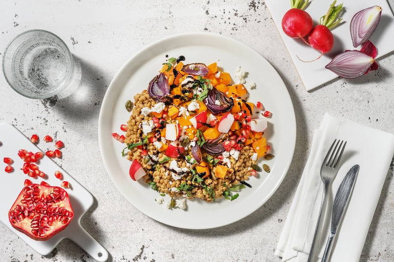 recette de Salade de lentilles et butternut à la grenade