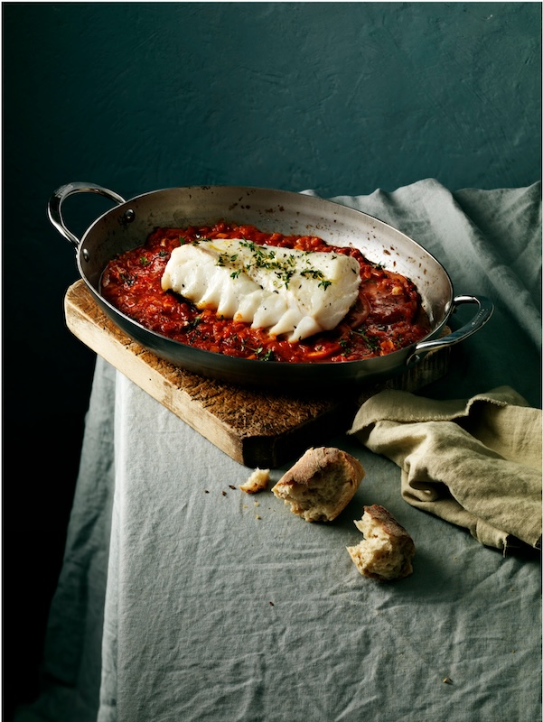 recette de Skrei au four aux tomates et à l’ail