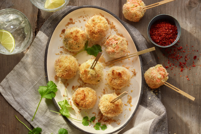 Cromesquis de saumon aux épices Thaï