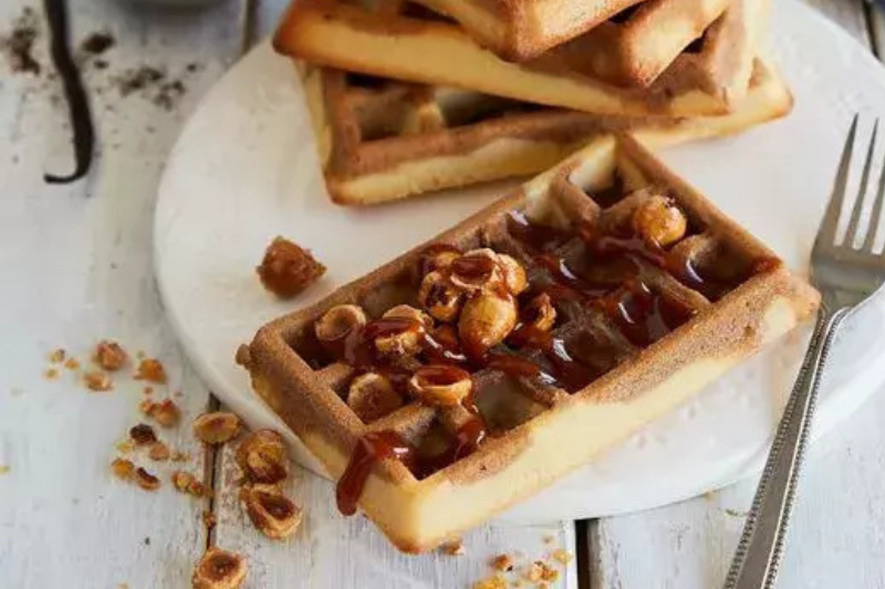 Gaufres à la vanille et au praliné