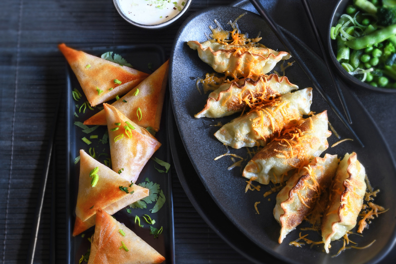 Gyozas au poulet et Mimolette