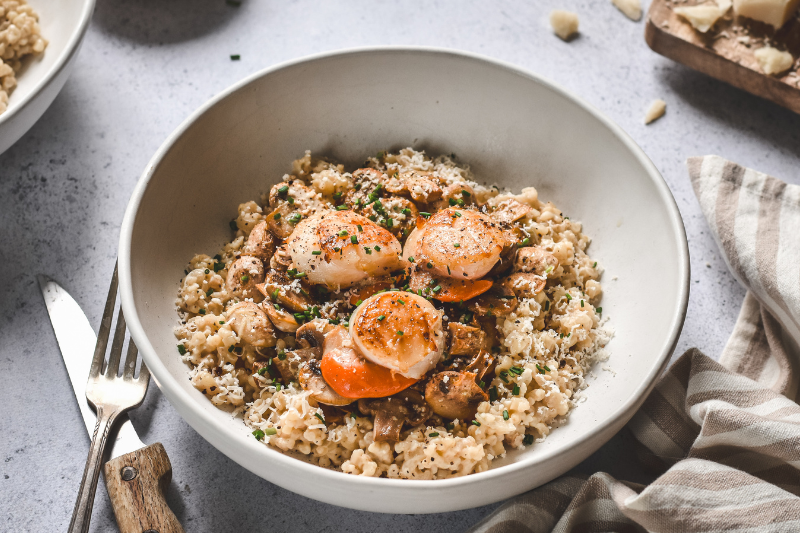 Risotto de boulgour aux Saint-Jacques