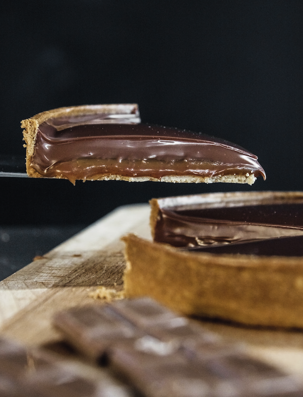 la recette de La tarte chocolat caramel de Feuillette