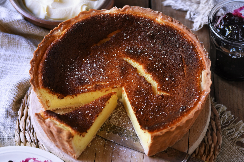 Tarte au fromage blanc et confiture