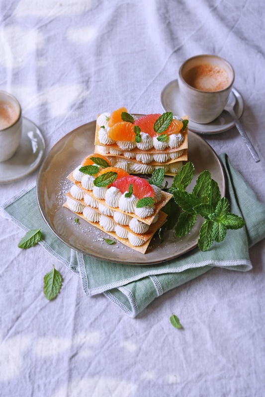 recette de Millefeuille de lasagnes chantilly et agrumes