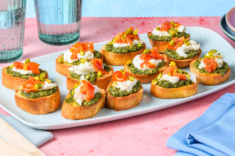 Crostini à la burrata et au pesto