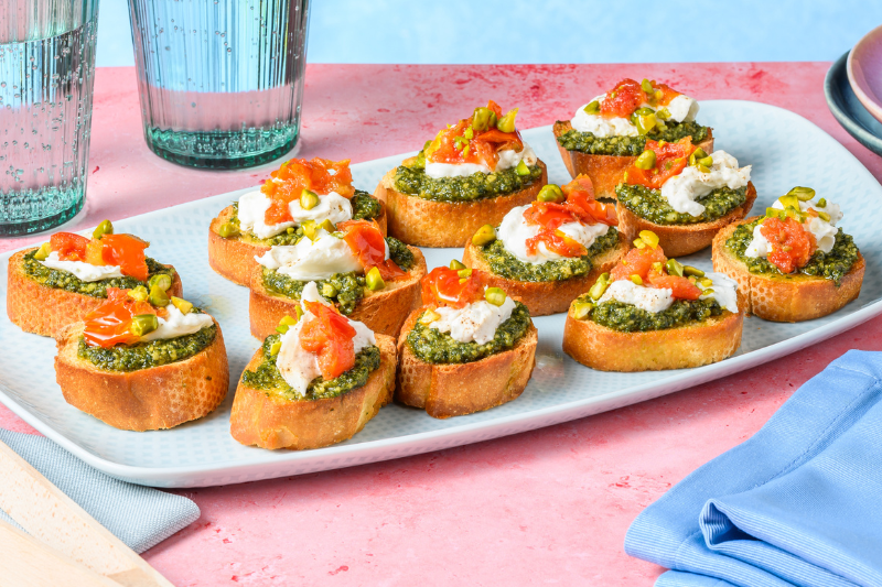 Crostini à la burrata et au pesto